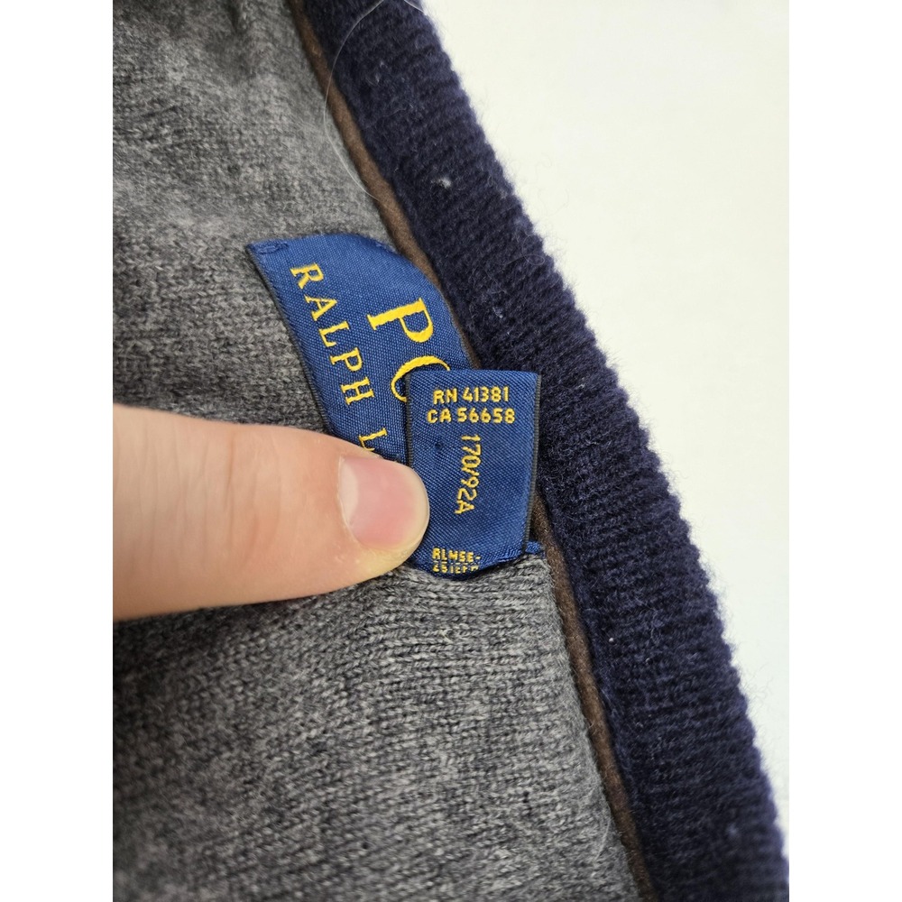 Polo Ralph Lauren Wool Sweater Men's Small Navy Blue Crewneck Pullover Knit Logo - Picture 5 of 12
